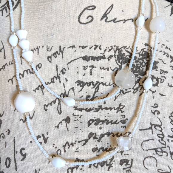 Hand Crafted Jewelry - White Beaded 44" Necklace NWOT